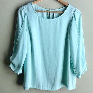 Lauren Conrad Mint Tulip Sleeve Blouse